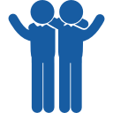 two-men-side-by-side-in-a-hug-with-raised-arms two-men-side-by-side-in-a-hug-with-raised-arms